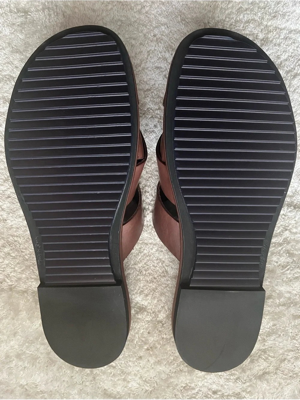 Bacco Bucci Brown Leather Crisscross Slide Mules